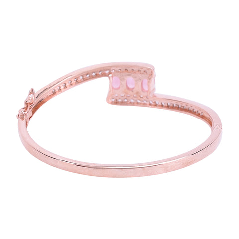 Rose Gold Plated American Diamond CZ Pink Curved Openable Bracelet