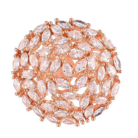 American Diamond Adjustable Floral Cocktail Statement Ring
