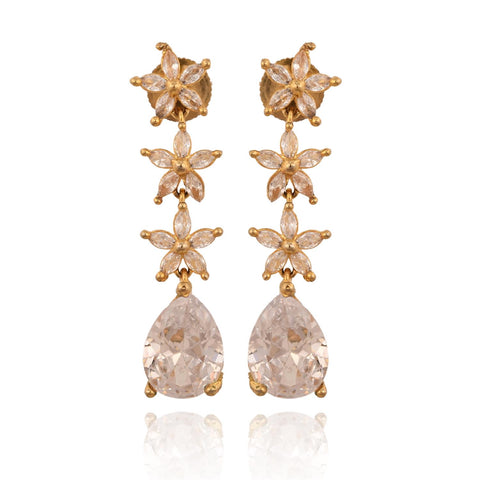 American Diamond CZ Star Dangle Drop Earrings