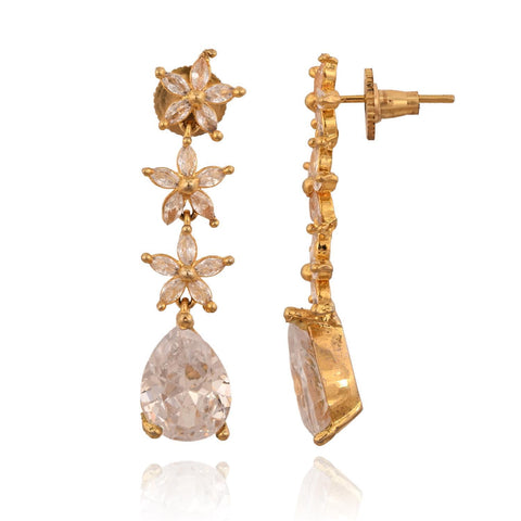 American Diamond CZ Star Dangle Drop Earrings