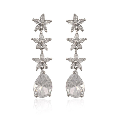 American Diamond CZ Star Dangle Drop Earrings
