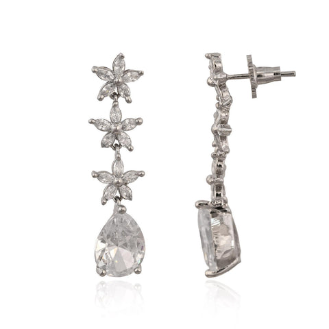 American Diamond CZ Star Dangle Drop Earrings