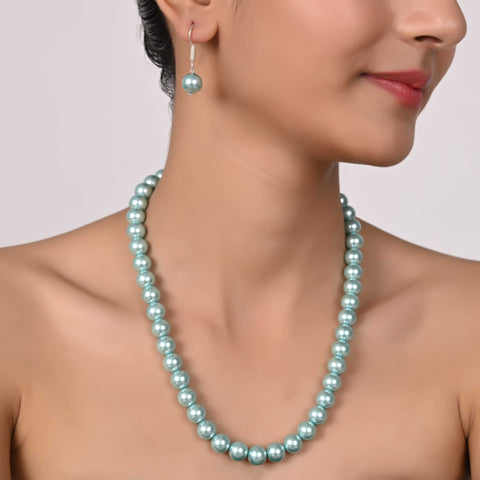 Blue Cultured Pearls Adorable Set of Earrings & Necklace