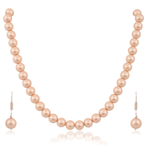 Beige Cultured Pearls Adorable Set of Earrings & Necklace