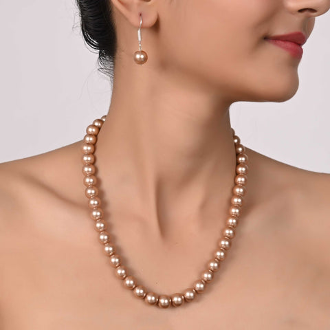Bronze Cultured Pearls Beautiful Set of Earrings & Necklace