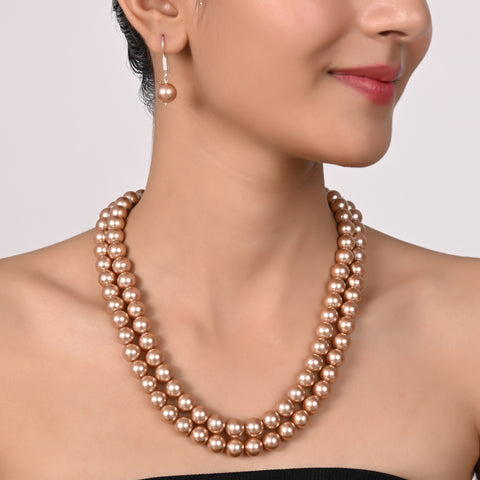 Bronze Cultured Pearls Beautiful Set of Earrings & Necklace