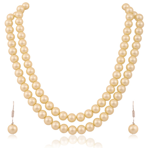 Cream Cultured Pearls Beautiful Set of Earrings & Necklace