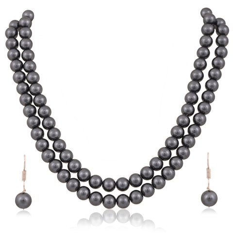 Dark Grey Cultured Pearls Beautiful Set of Earrings & Necklace