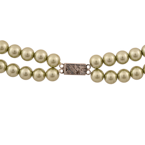 Olive Green Cultured Pearls Beautiful Set of Earrings & Necklace