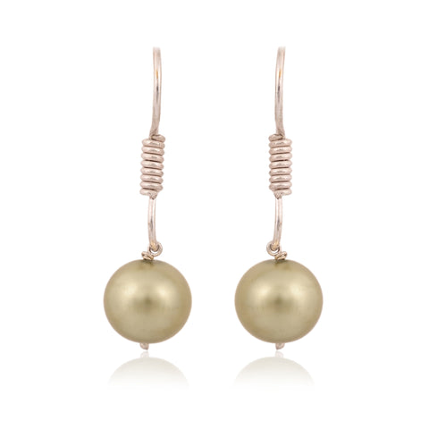 Olive Green Cultured Pearls Beautiful Set of Earrings & Necklace