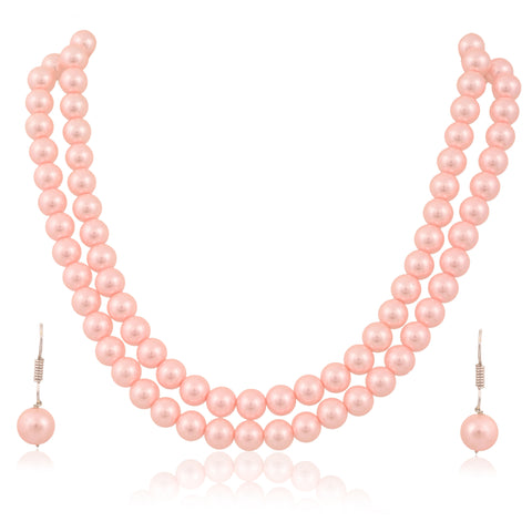 Baby Pink Cultured Pearls Beautiful Set of Earrings & Necklace