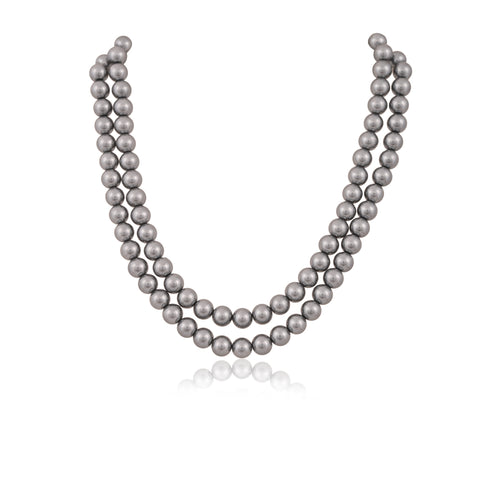Silver Grey Pearls Adorable Set of Earrings & Necklace
