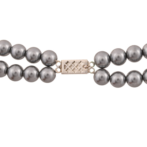 Silver Grey Pearls Adorable Set of Earrings & Necklace