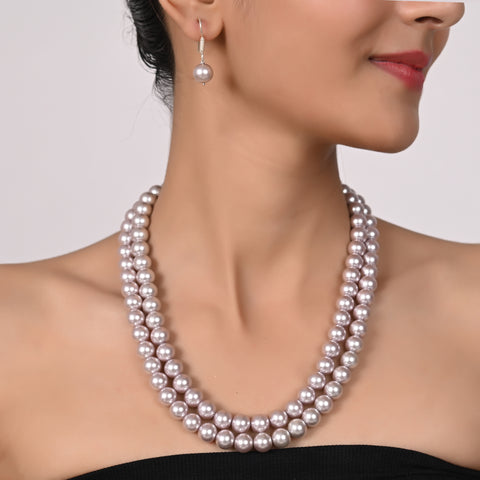 Soft Lavender Cultured Pearls Adorable Set of Earrings & Necklace