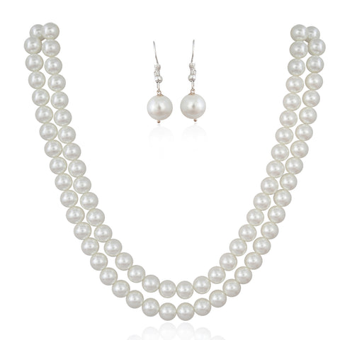 White Cultured Pearls Beautiful Set of Earrings & Necklace