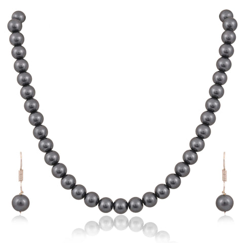 Dark Grey Cultured Pearls Beautiful Set of Earrings & Necklace