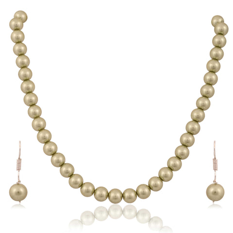 Olive Green Cultured Pearls Beautiful Set of Earrings & Necklace