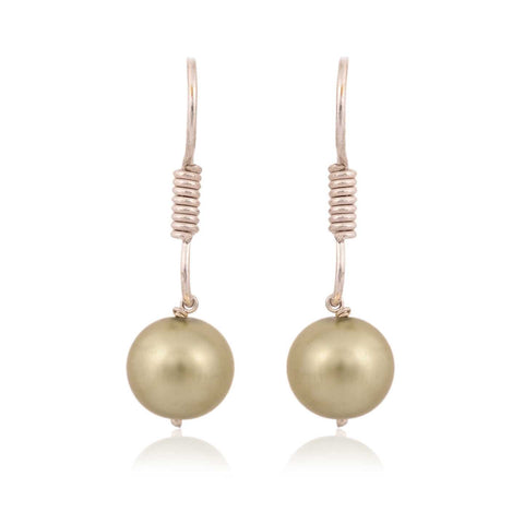 Olive Green Cultured Pearls Beautiful Set of Earrings & Necklace