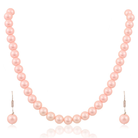 Baby Pink Cultured Pearls Beautiful Set of Earrings & Necklace