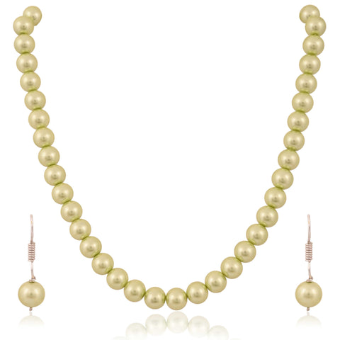 Pastel Green Cultured Pearls Beautiful Set of Earrings & Necklace