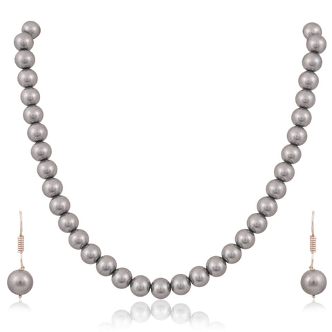 Silver Grey Pearls Adorable Set of Earrings & Necklace