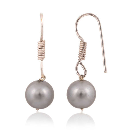 Silver Grey Pearls Adorable Set of Earrings & Necklace