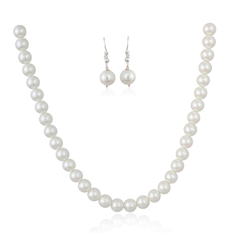 White Cultured Pearls Beautiful Set of Earrings & Necklace