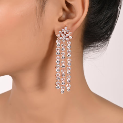 Floral Three Line Earrings
