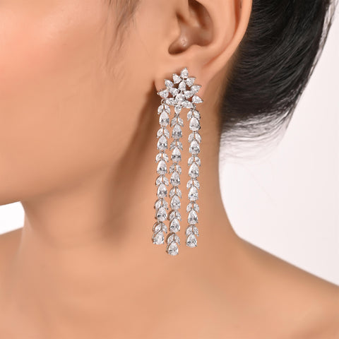 Floral Three Line Earrings