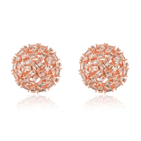 Floral Rose Gold Finish CZ Designer Festive Wear Luxury Brass Earrings