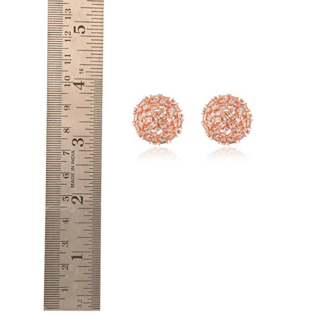 Floral Rose Gold Finish CZ Designer Festive Wear Luxury Brass Earrings