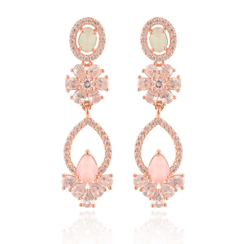 Pink Mint Adorable CZ Designer Festive Wear