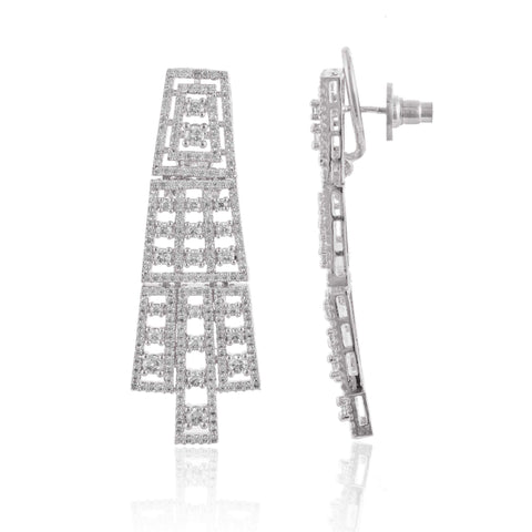 White Danglers CZ Designer Festive Wear Luxury Brass Set of Earrings & Necklaces