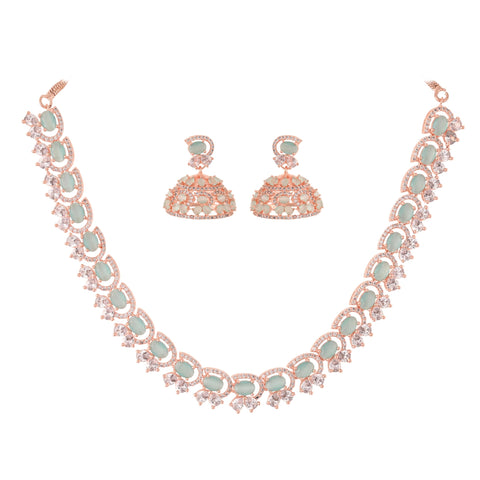 Glittering CZ Diamonds Set in Silver Necklace for Women