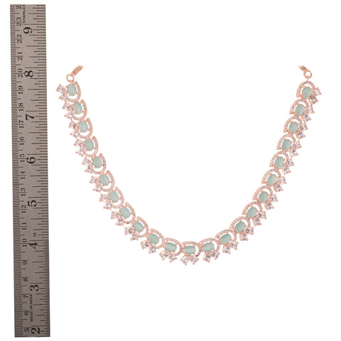 Glittering CZ Diamonds Set in Silver Necklace for Women