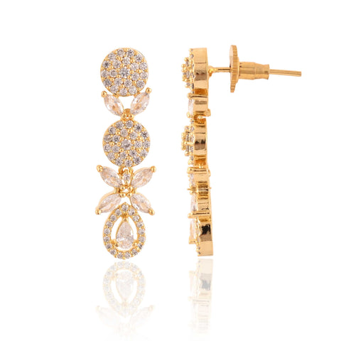 Tear-Drop CZ Designer Festive Wear Luxury Brass Set of Earrings & Necklaces