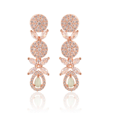 Tear-Drop CZ Designer Festive Wear Luxury Brass Set of Earrings & Necklaces