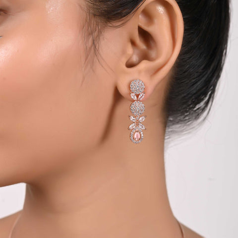 Tear-Drop CZ Designer Festive Wear Luxury Brass Set of Earrings & Necklaces