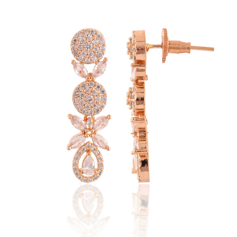 Tear-Drop CZ Designer Festive Wear Luxury Brass Set of Earrings & Necklaces