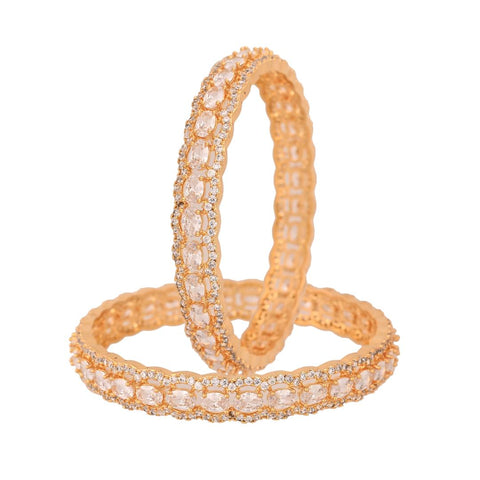 Gold Finish Sparkling CZ & Indian Diamond Party Wear Classic Brass Bangle
