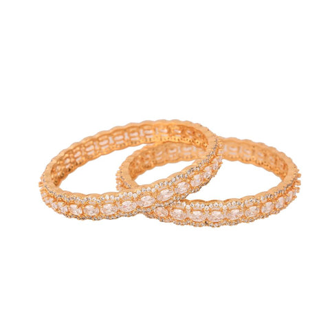 Gold Finish Sparkling CZ & Indian Diamond Party Wear Classic Brass Bangle