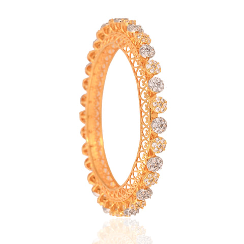 Gold Silver Plated White American Diamond CZ Pacheli Kada Bangle