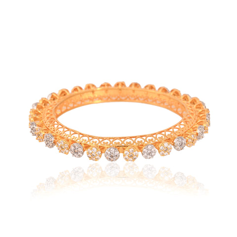 Gold Silver Plated White American Diamond CZ Pacheli Kada Bangle