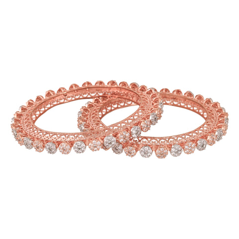 Rose Gold Plated White American Diamond CZ Pacheli Kada Bangle