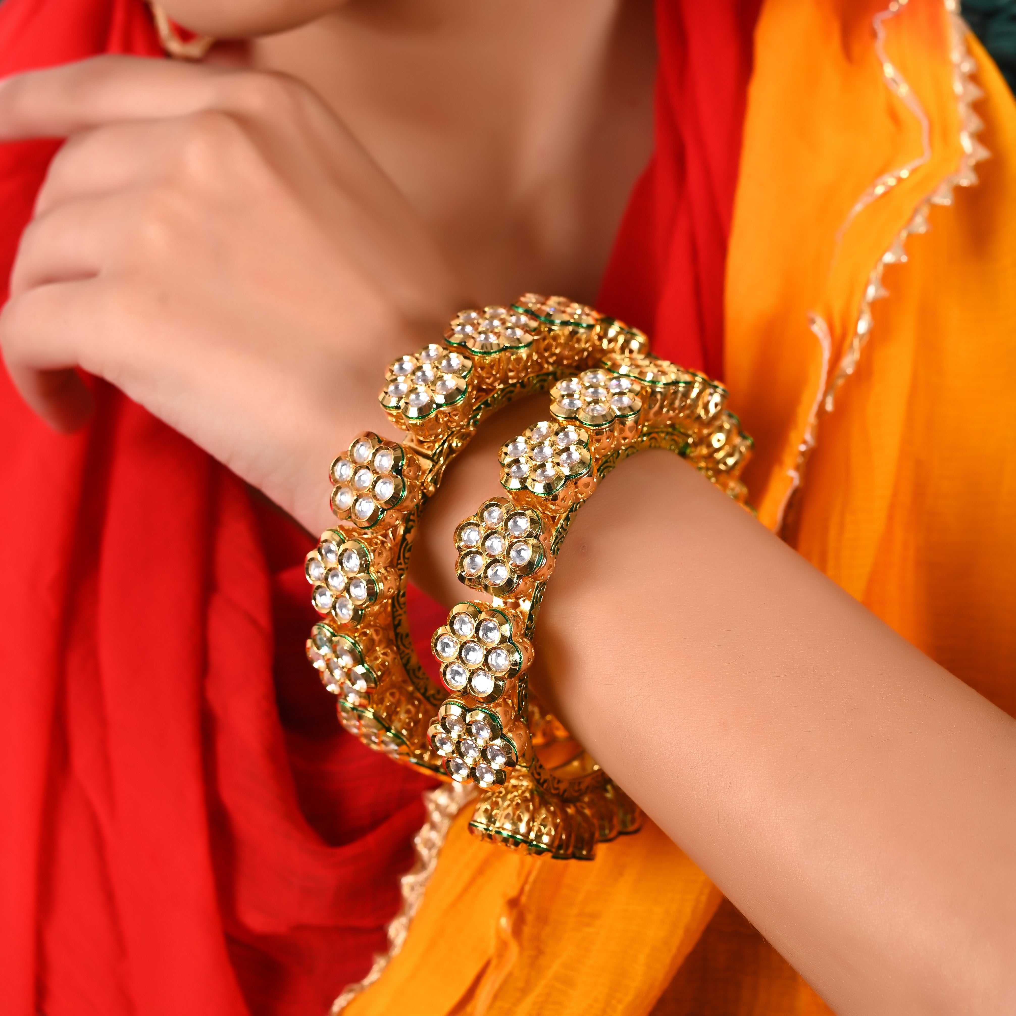 Anamika bangle bracelet | Kundan bangles, Pearl bangles gold, Indian bangles  wedding
