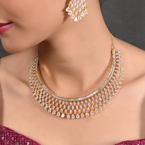 Dazzle in Style: CZ Necklace Set with Handcrafted Perfection
