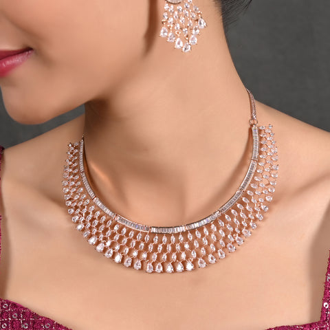 Dazzle in Style: CZ Necklace Set with Handcrafted Perfection