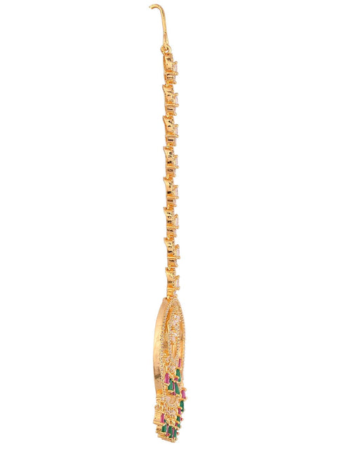 Gold Plated Chand American Diamond CZ Maang Tika