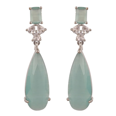 Silver Plated American Diamond CZ Dangle Drop Earrings