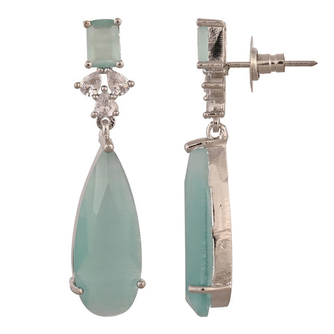 Silver Plated American Diamond CZ Dangle Drop Earrings
